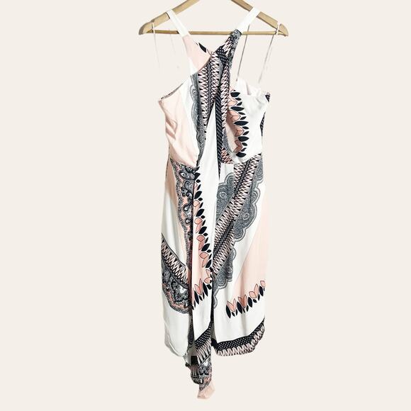 Reiss Hope Scarf Print Halter Wrap Dress Size 6 - Picture 4 of 13